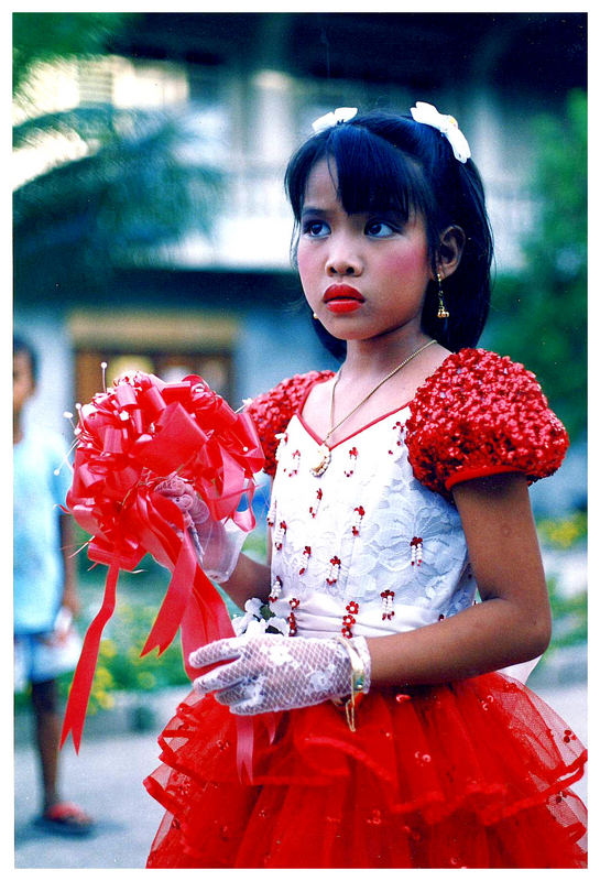 Lady in red.