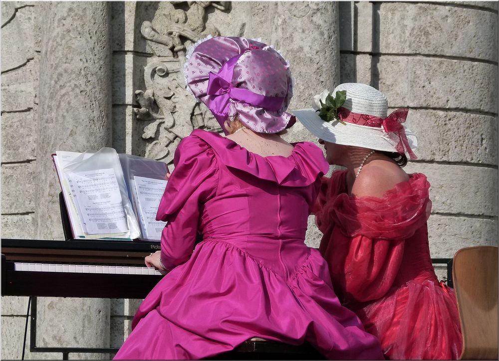 Lady in Red with Lady in Pink