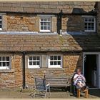 Lady knitting in Blanchland