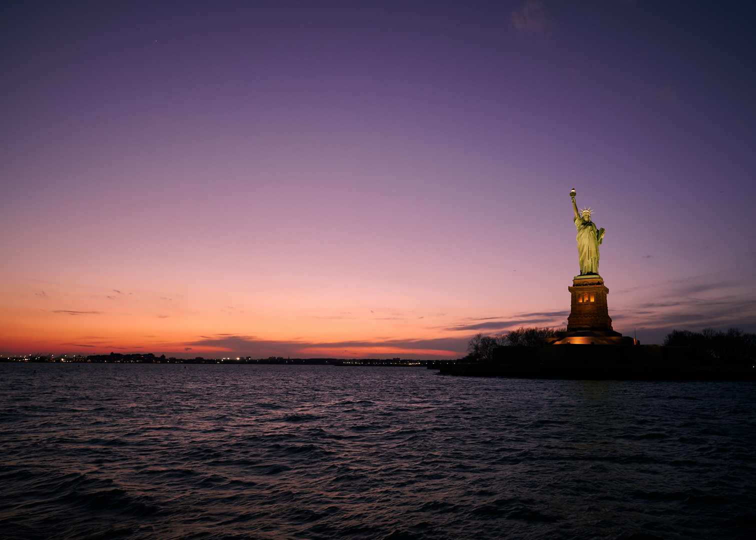 Lady Liberty at dusk