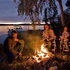 Lagerfeuer am Vänernsee in Schweden