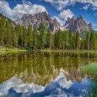 Lago de Antorno-geschaerft, mit Blick auf Cadini di Misurina