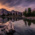 Lago di Limides zum Sonnenuntergang