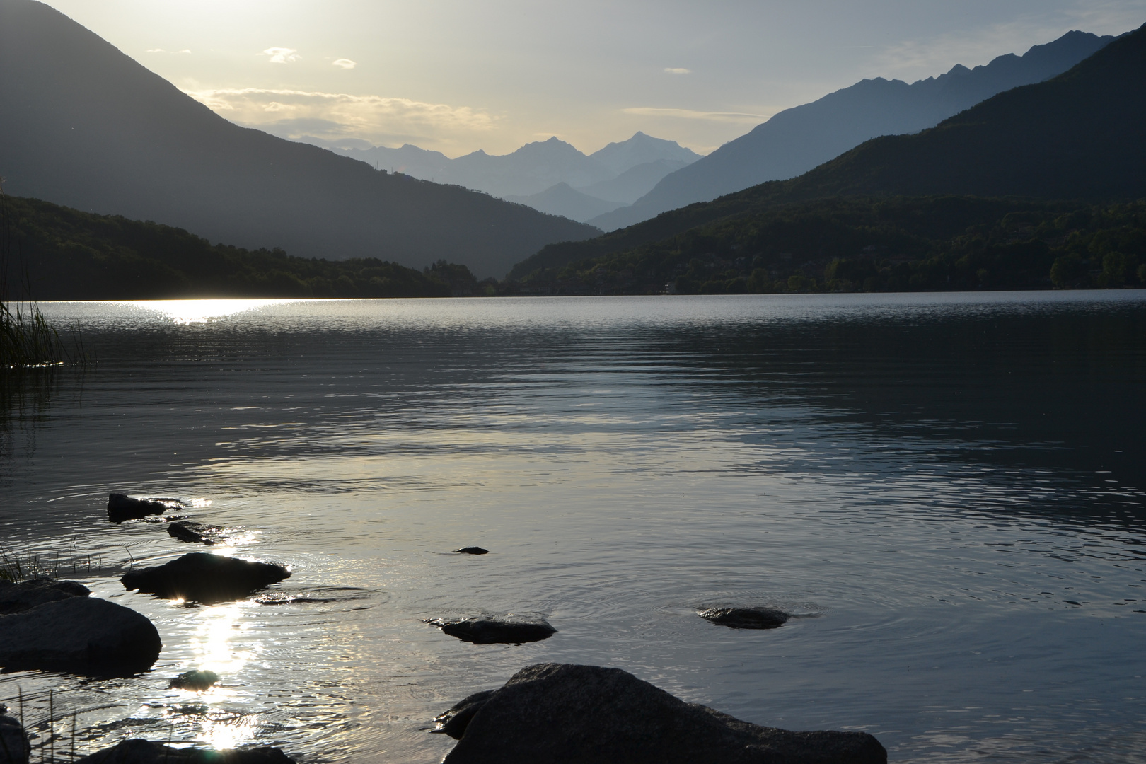 Lago Mergozzo im Sonnenuntergang