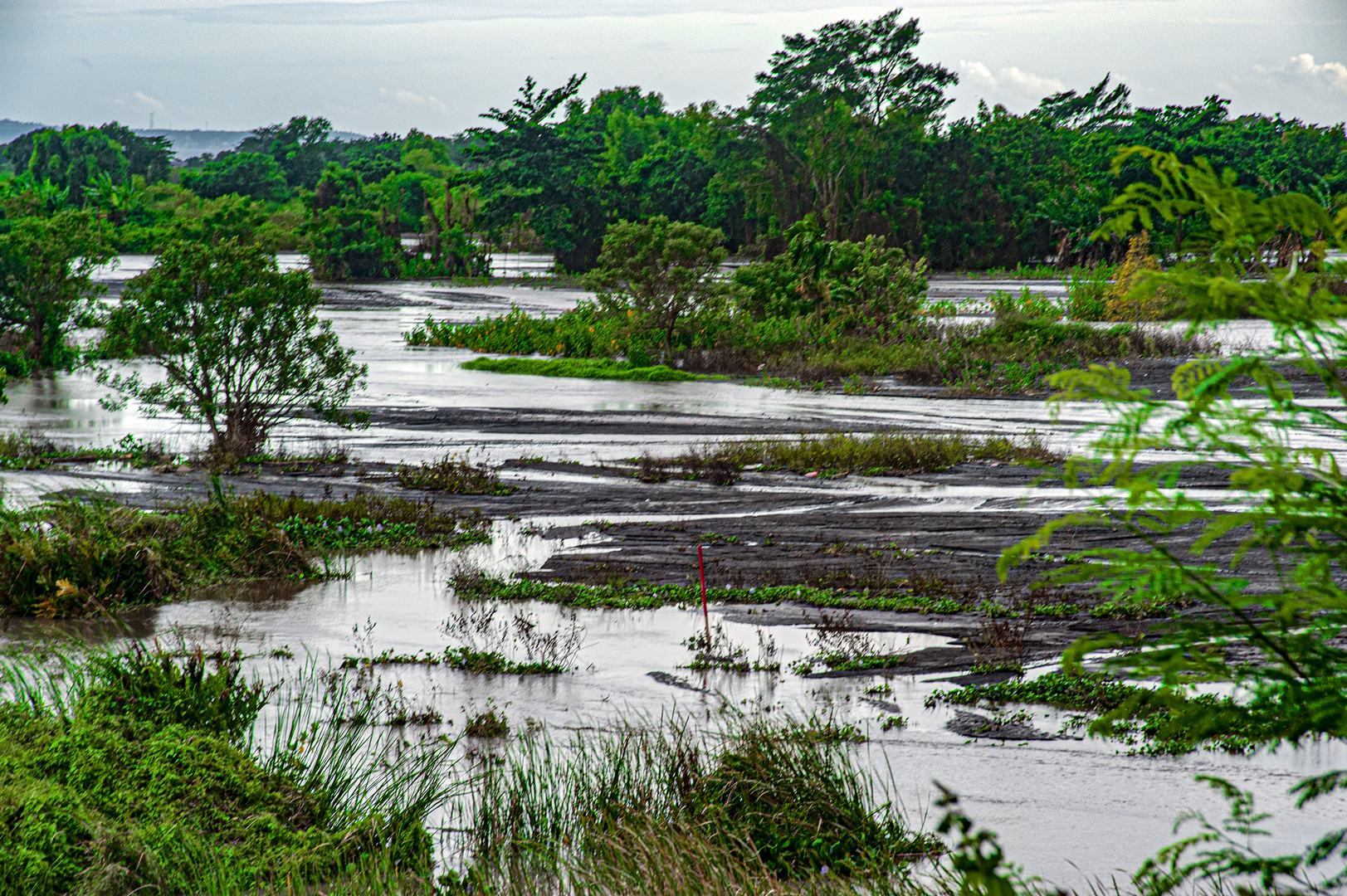 Lahar stream after volcano eruption