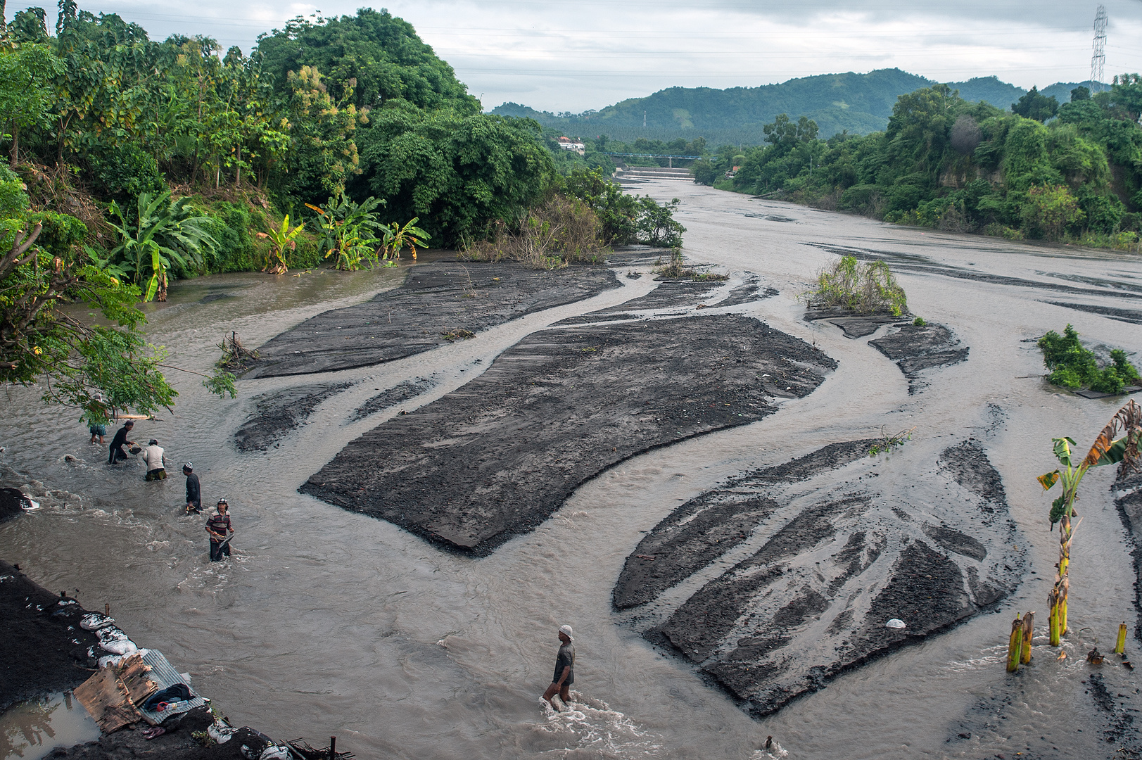 Lahar streams down the valley