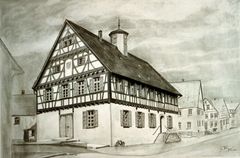 Laichinger Rathaus-Bleisiftzeichnung