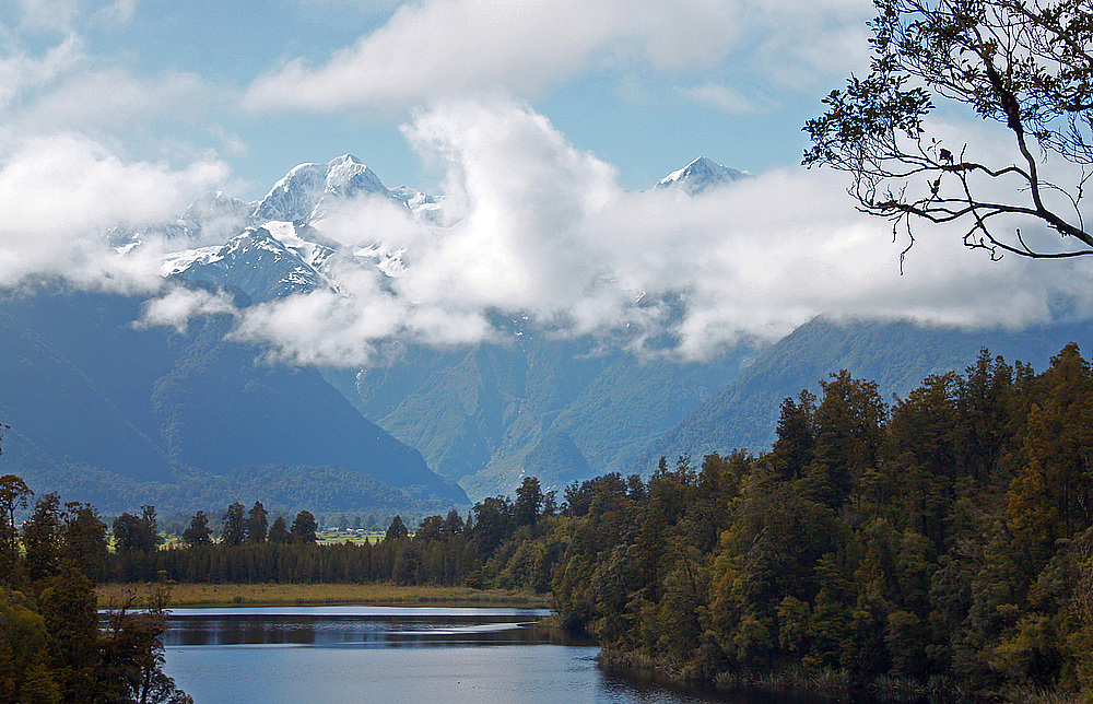 ..Lake Matheson and Alps..