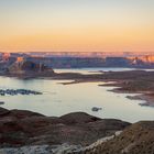 Lake Powell & Wahweap Marina at sunset (USA)