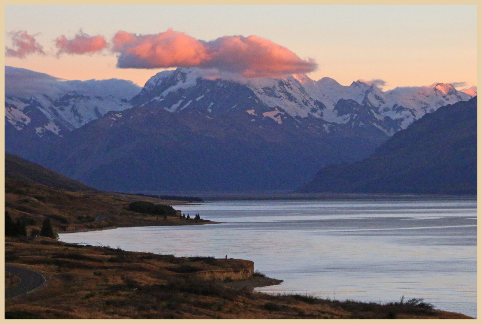 lake Pukaki and the Mount Cook Range early morning