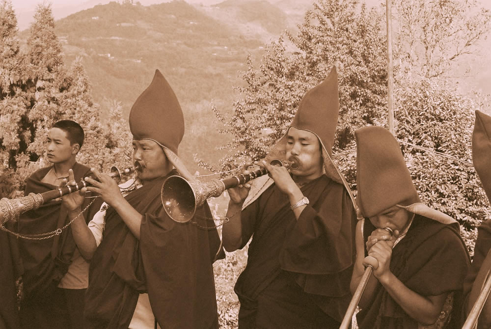 Lamas performing a Buddhist Ritual, Sikkim (2)