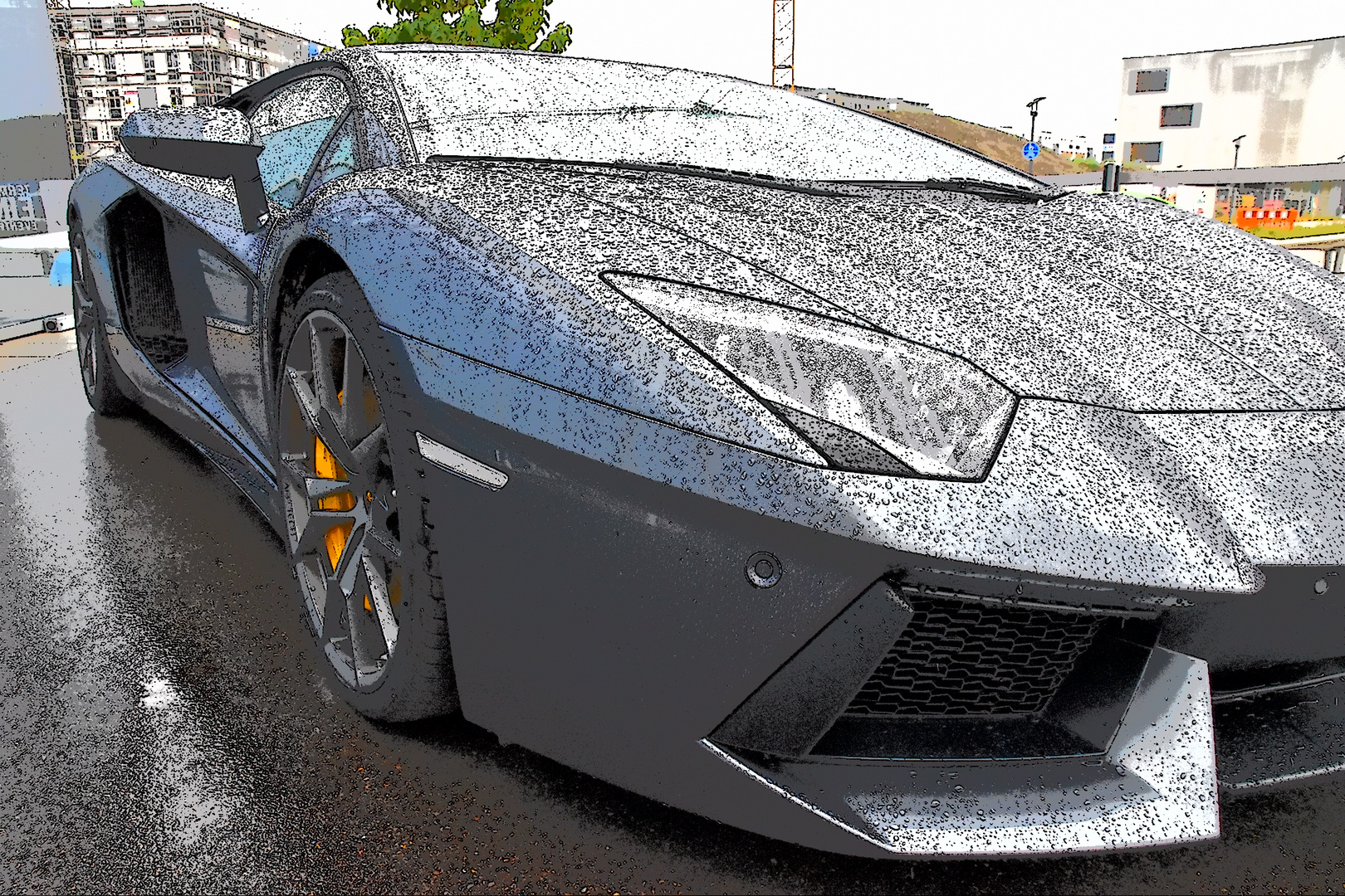 Lambo im Regen