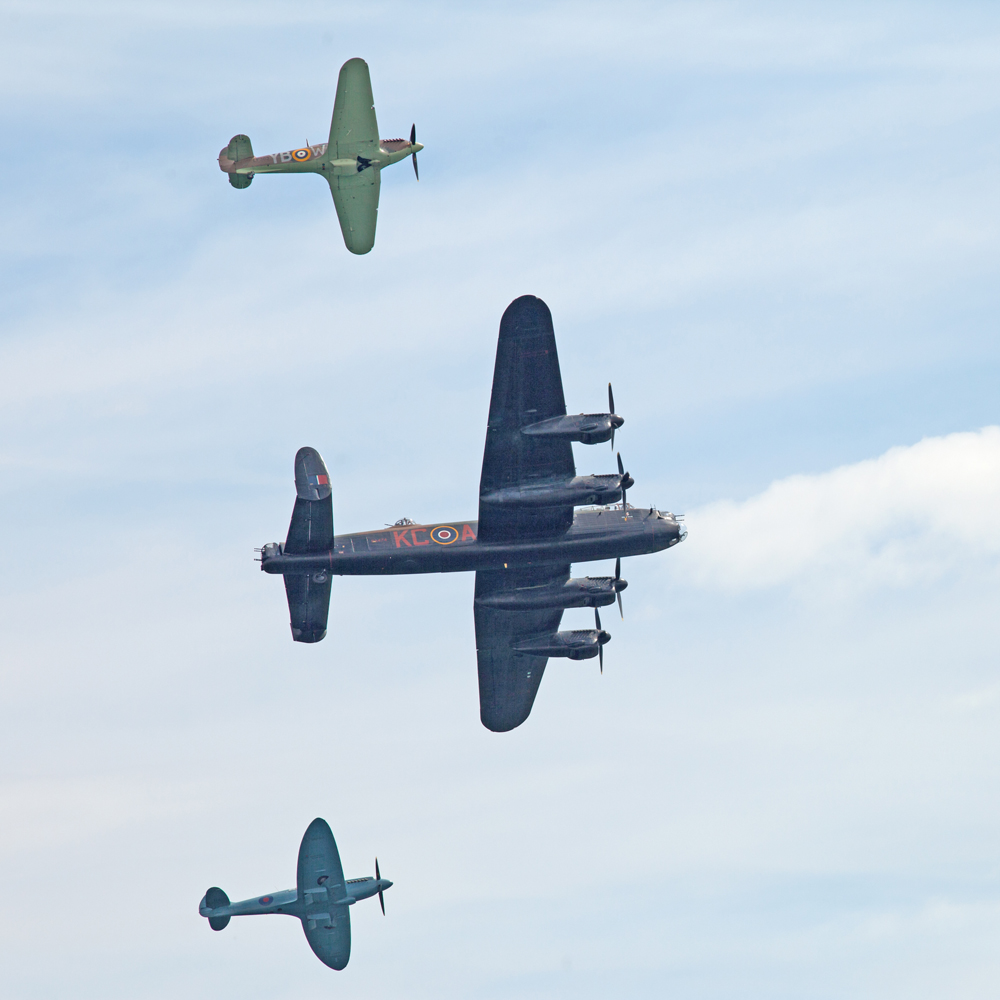 Lancaster Spitfire and Hurricane
