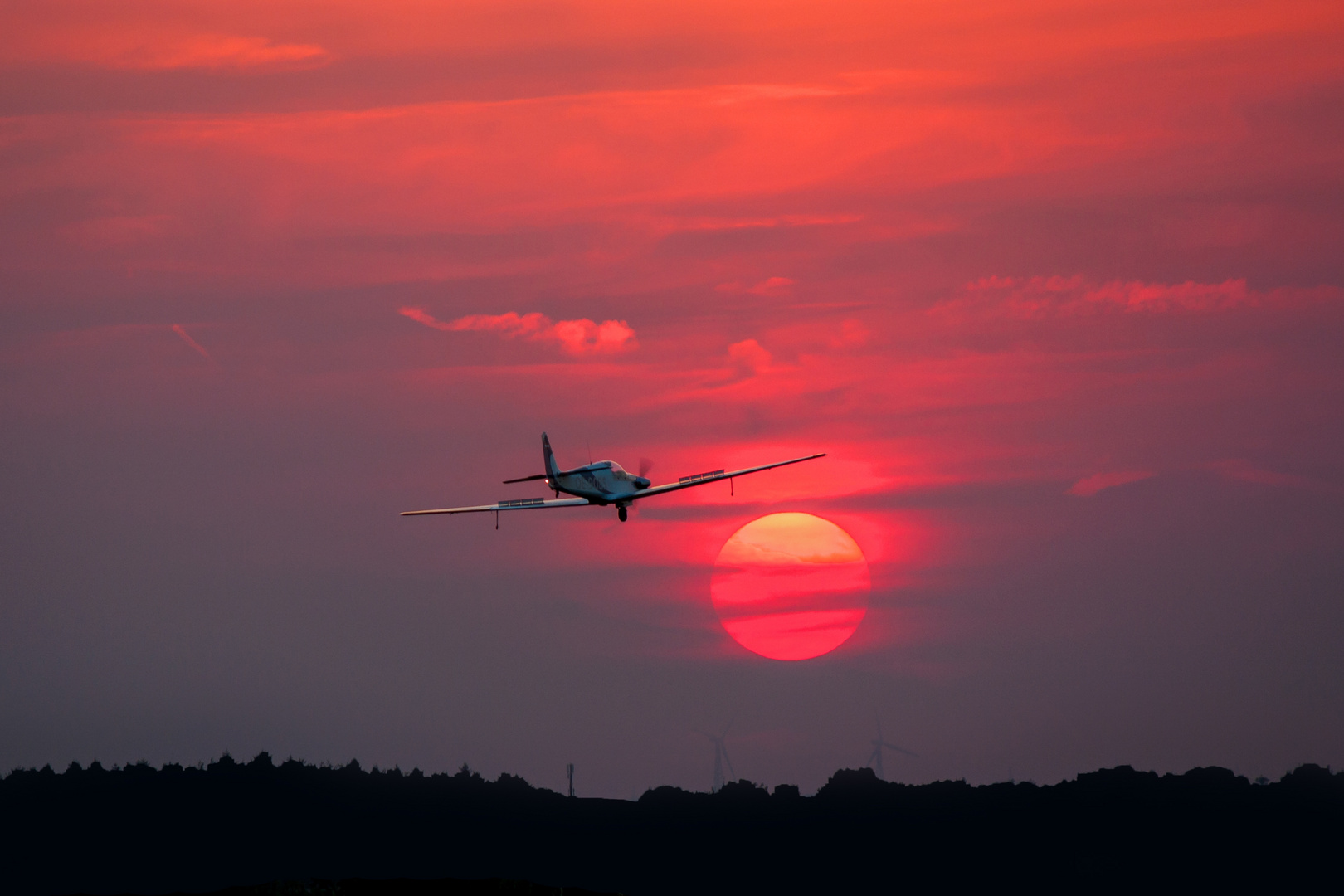 Landeanflug im Abendrot