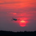 Landeanflug im Abendrot