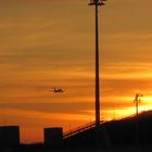 Landeanflug im Abendrot