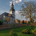 Landidylle am Stadtrand im Maisonnenuntergang, Korbusen bei Gera