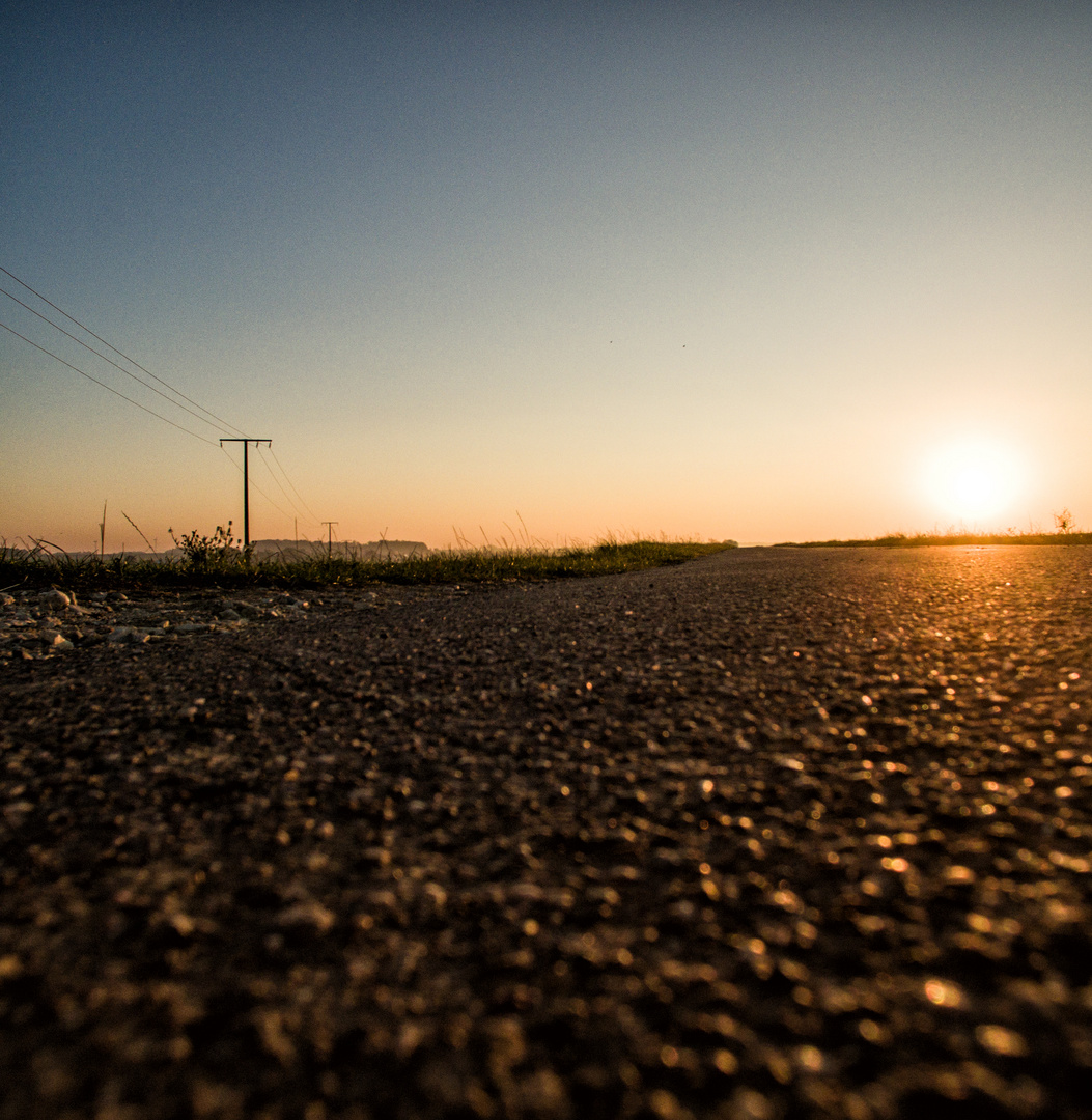 landing, sun, street