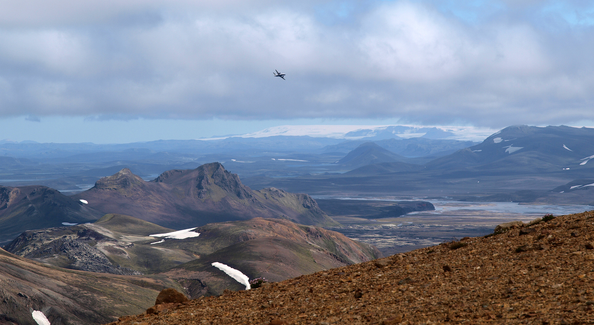 Landmannalaugar Blick auf Vatnajökull, Rundflug