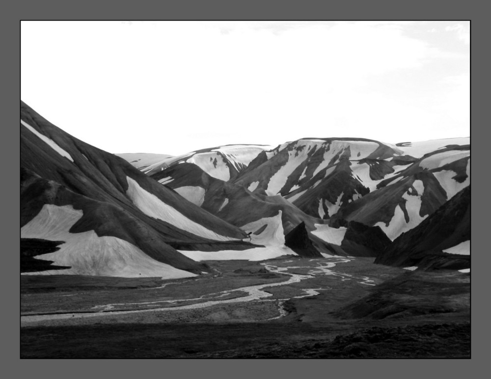 Landmannalaugar schwarz-weiß