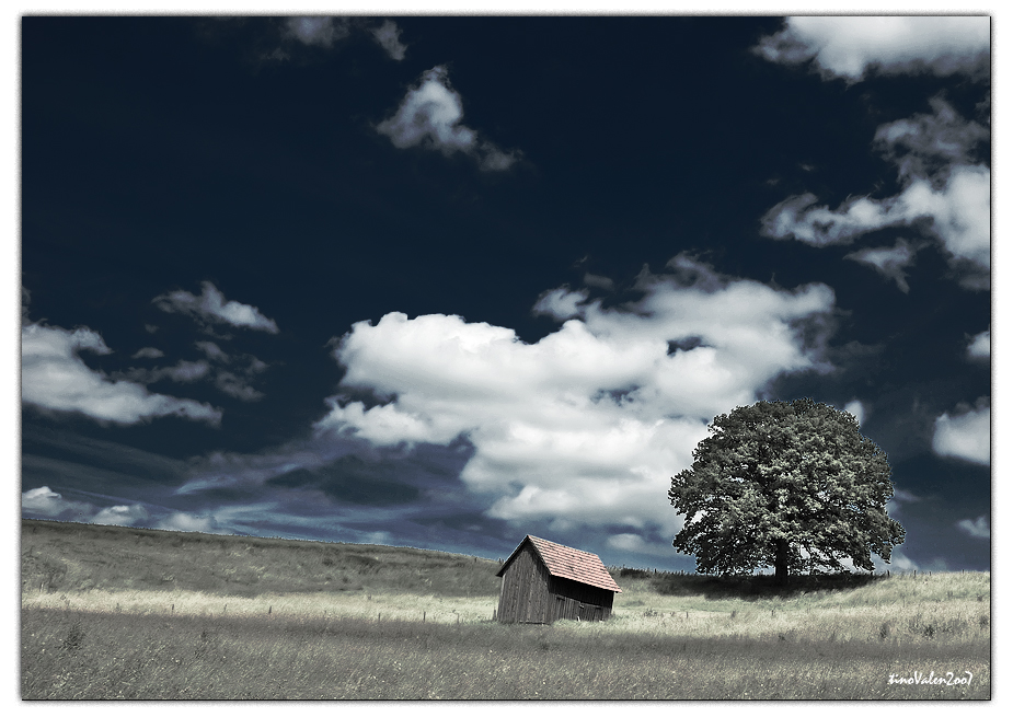 landscape in alfdorf - south of germany - , infrared color version