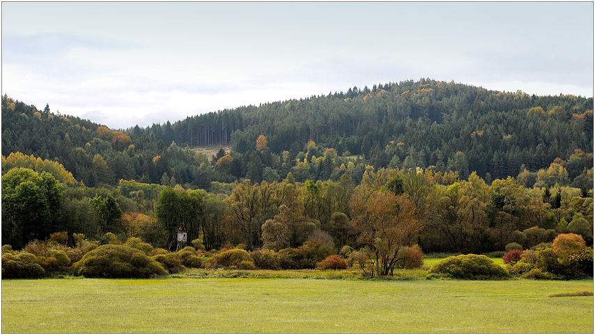 Landschaft mit einem Hochsitz