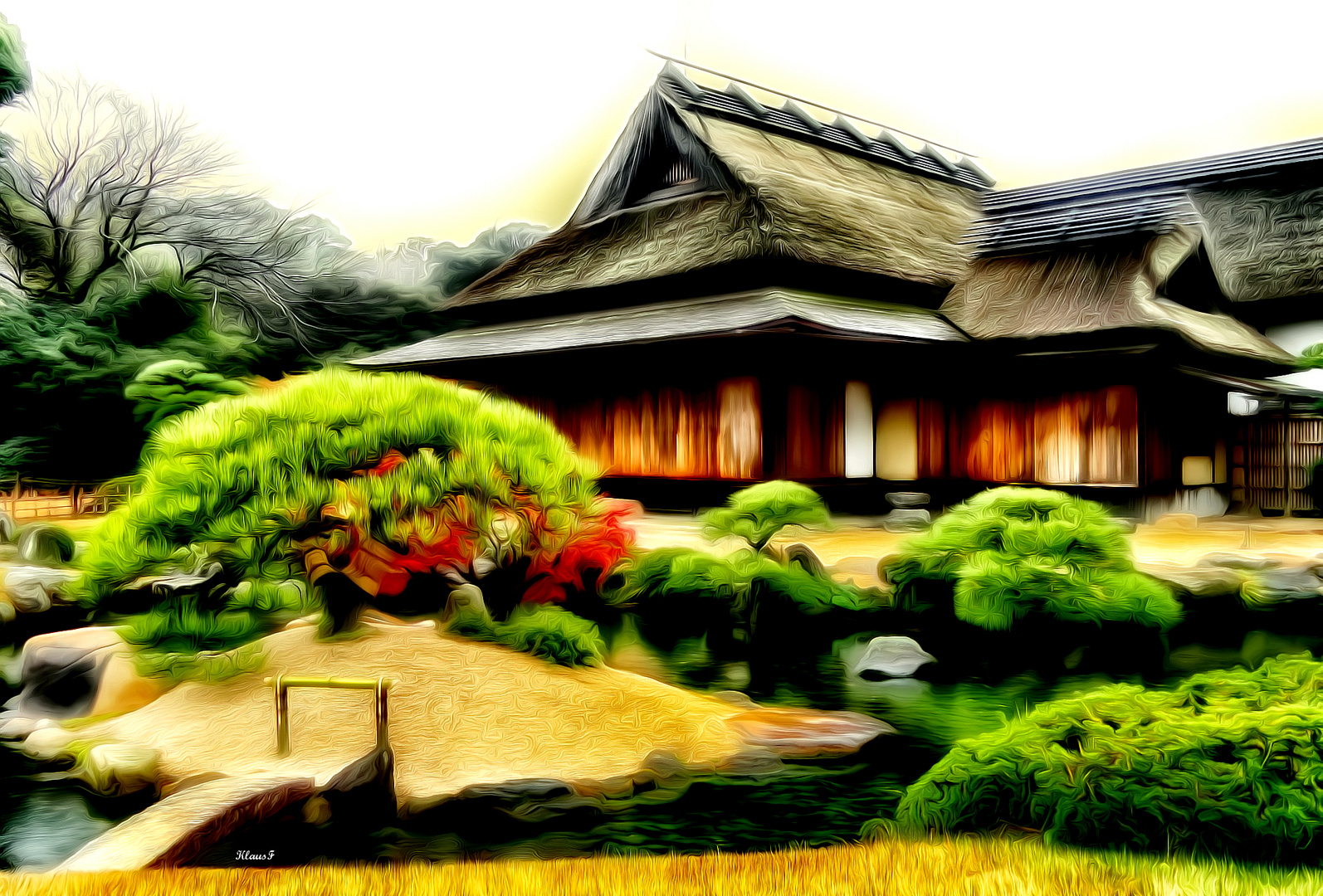 Landschaft mit Haus Japan