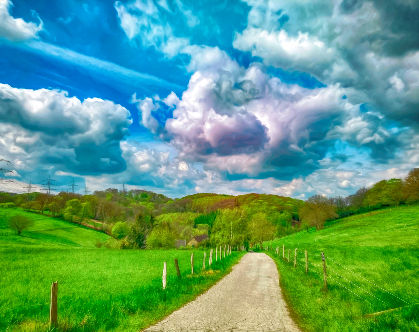 Landschaft mit  Wolkenhimmel, Love