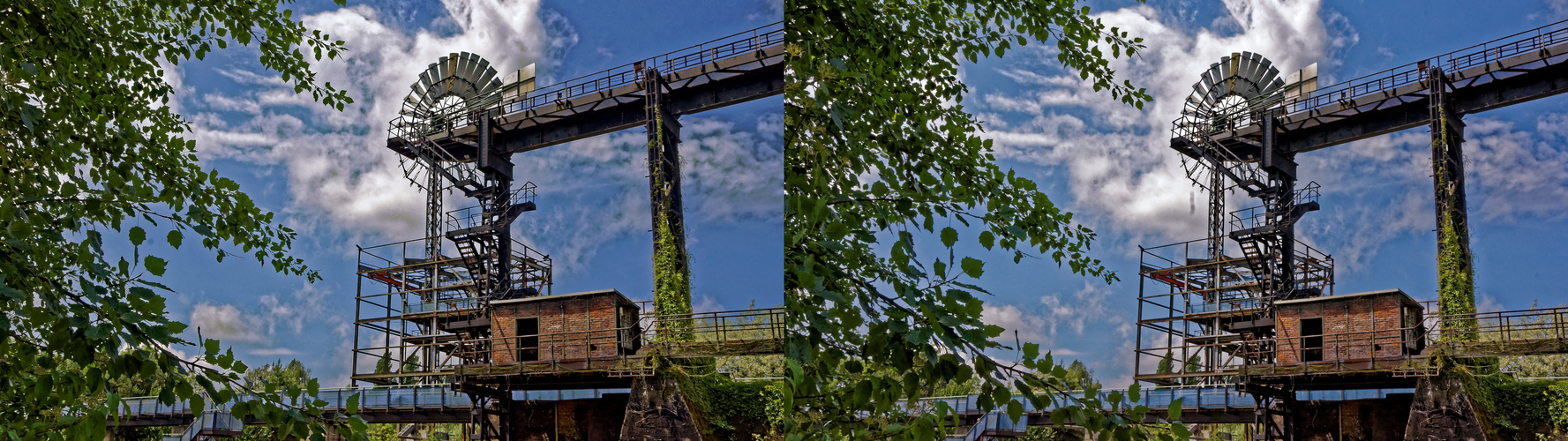 Landschaftspark Duisburg 2015, 3D Blick auf das alte Windrad (Kreuzblick) 7