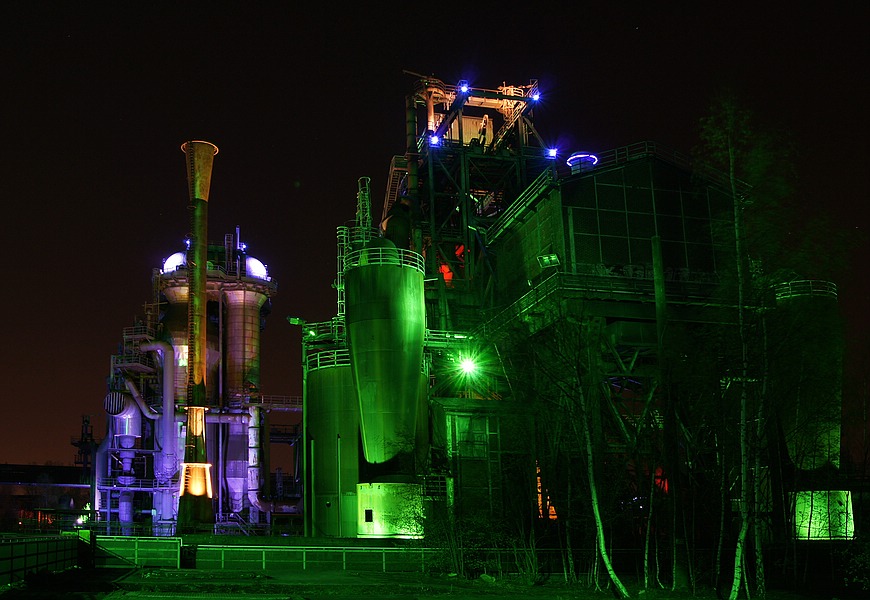 Landschaftspark Duisburg bei Nacht