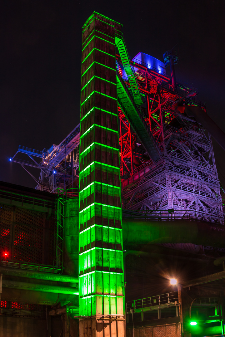 Landschaftspark Duisburg bei Nacht