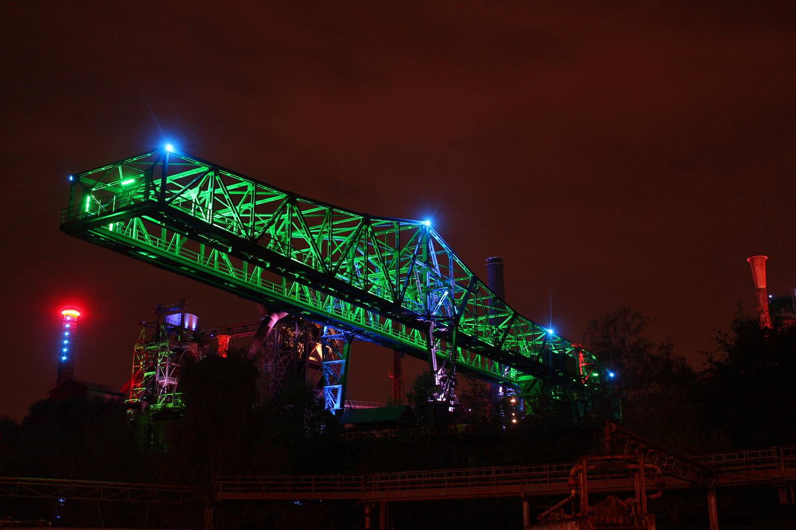 Landschaftspark Duisburg bei Nacht