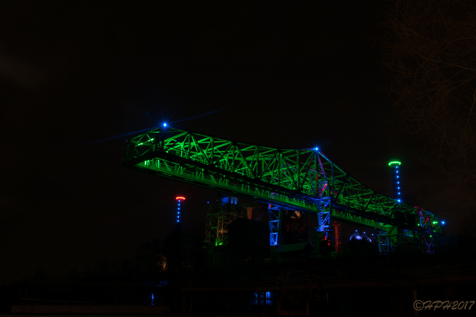 Landschaftspark Duisburg bei Nacht