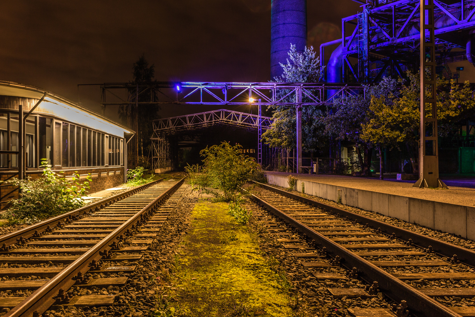 Landschaftspark Duisburg bei Nacht