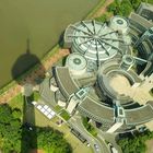 Landtag NRW in Düsseldorf aus dem Rheinturm fotografiert