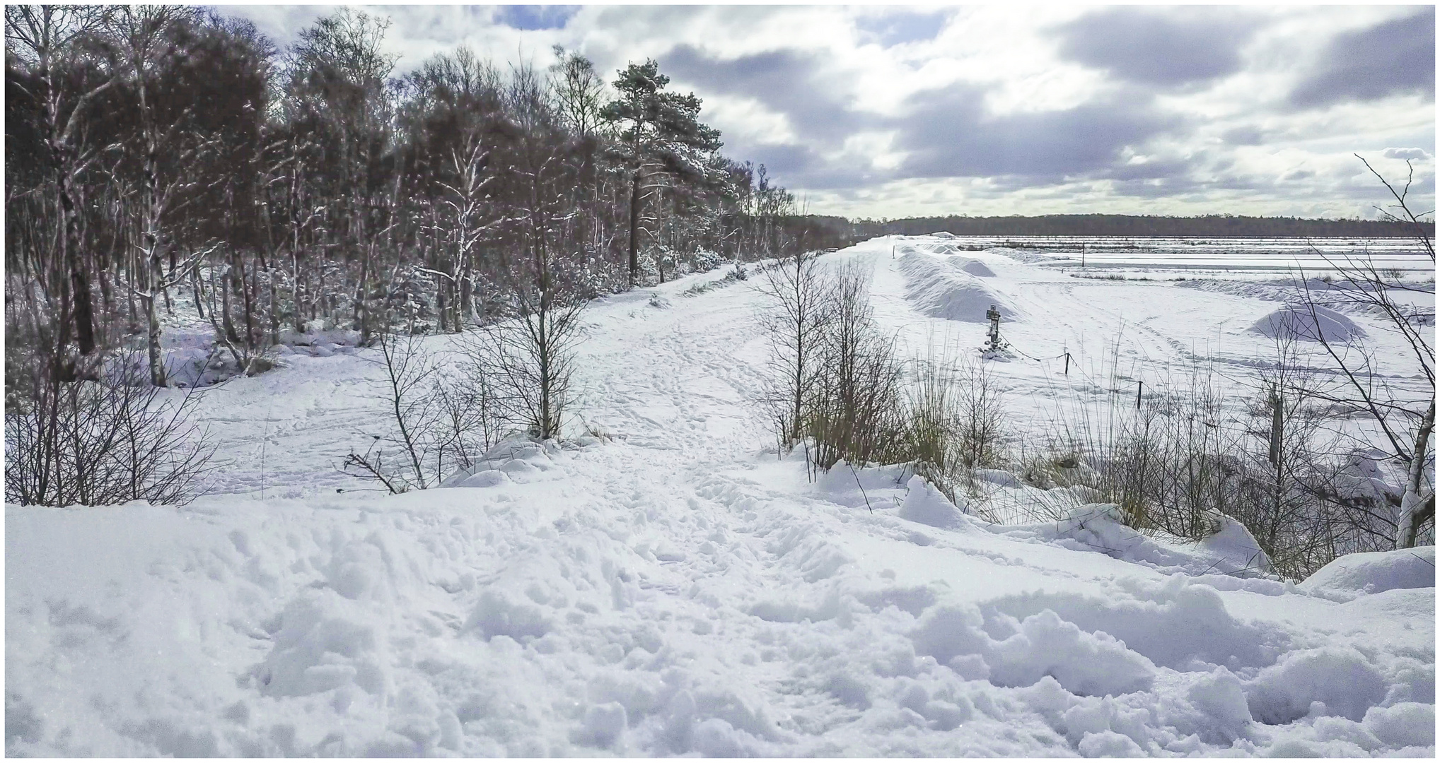 Landung im tiefen Schnee