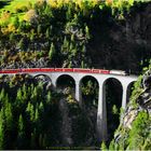 Landwasser Viadukt in Autumn with Rhaetian Railway Train