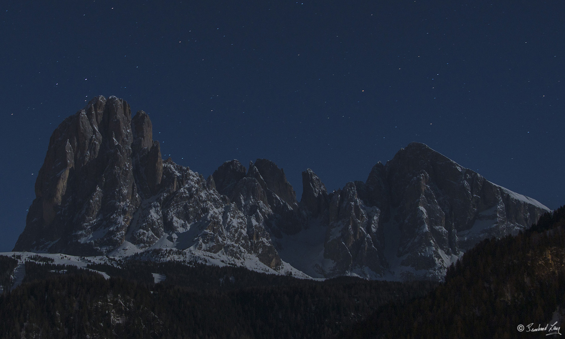 Langkofel bei Vollmond