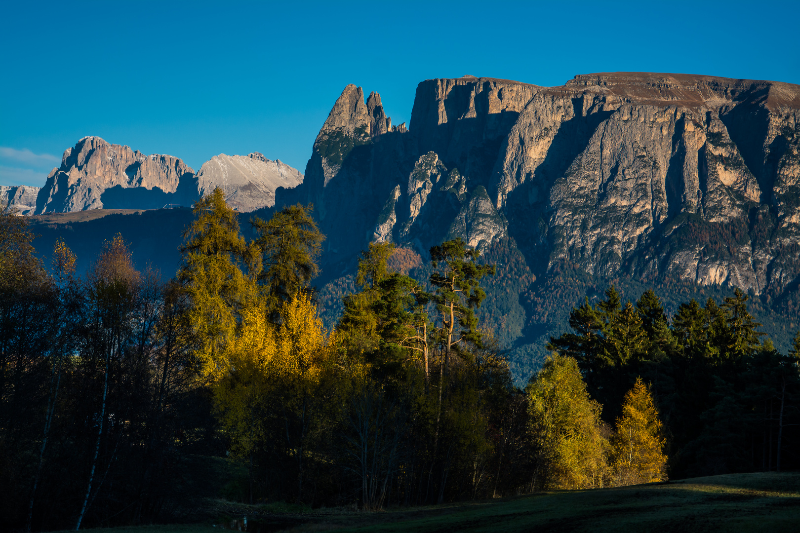 Langkofel, Plattkofel mit Schlern und Santerspitze