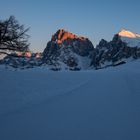 Langkofel und Plattkofel im Abendrot