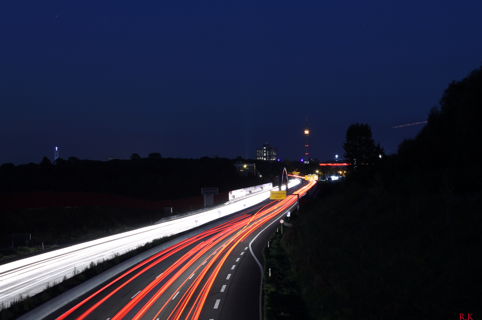 Langzeitbelichtung A40 Richtung Dortmund