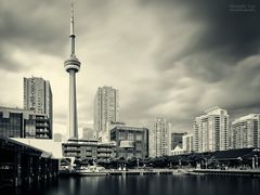 Langzeitbelichtung Schwarz-Weiss: Toronto Skyline / Harbourfront