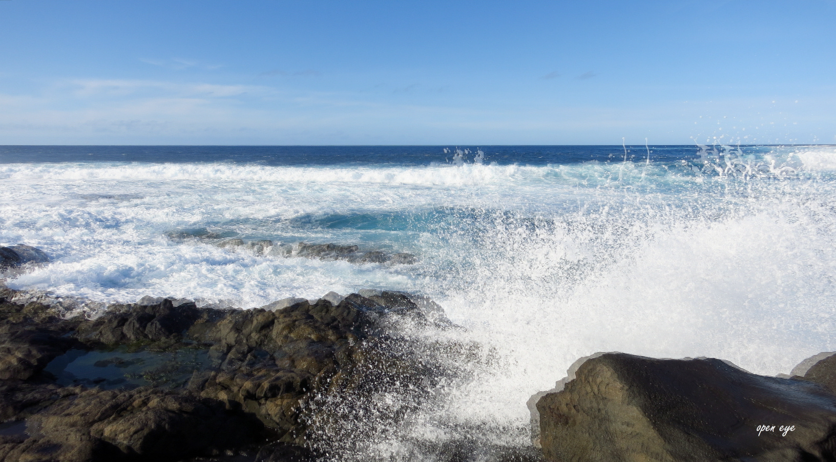 Lanzarote Gischt -  3D Intertlaced Bild an einem Polfilter Monitor oder 3D TV anschauen.