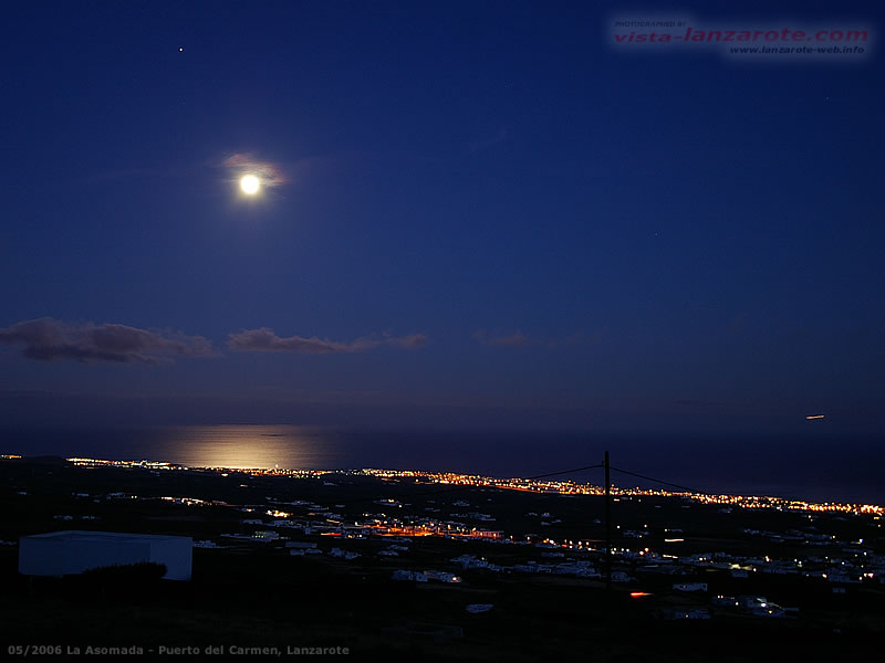 Lanzarote, Nachtsicht von La Asomada nach Puerto del Carmen