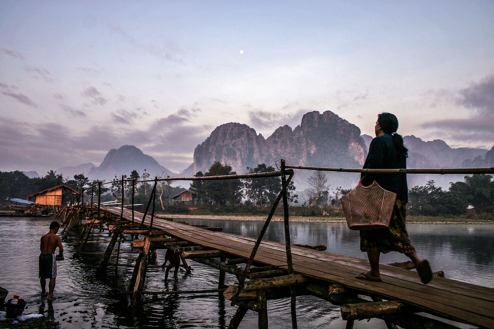 Laos Holzbrücke 