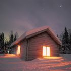 Lappland, Hütte bei Nacht, Langzeitbelichtung