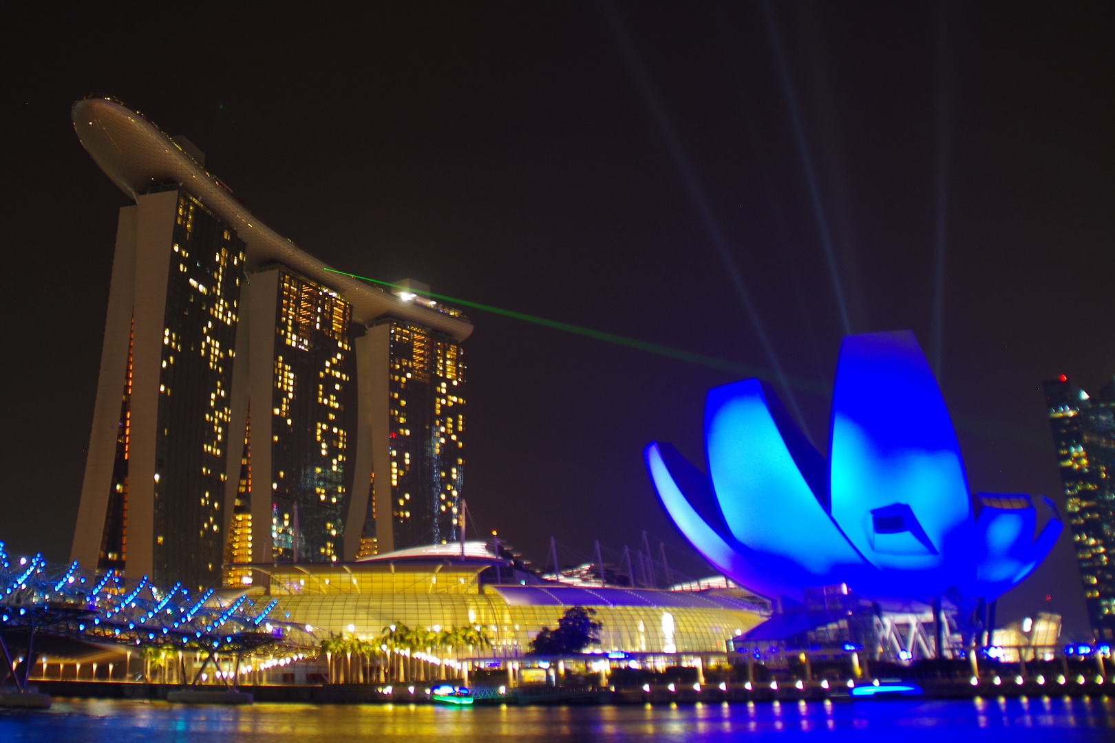 Laser Show am Marina Bay Sands Hotel -Singapur