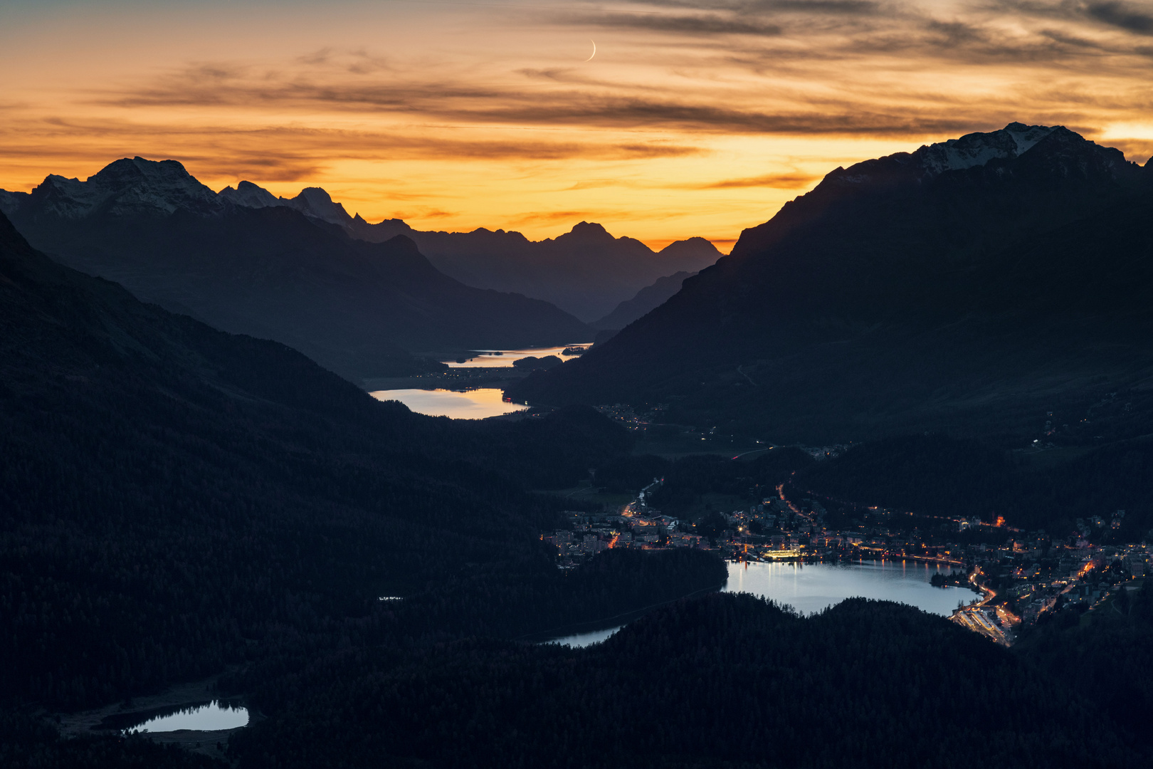 Last light lingering at Upper Engadin