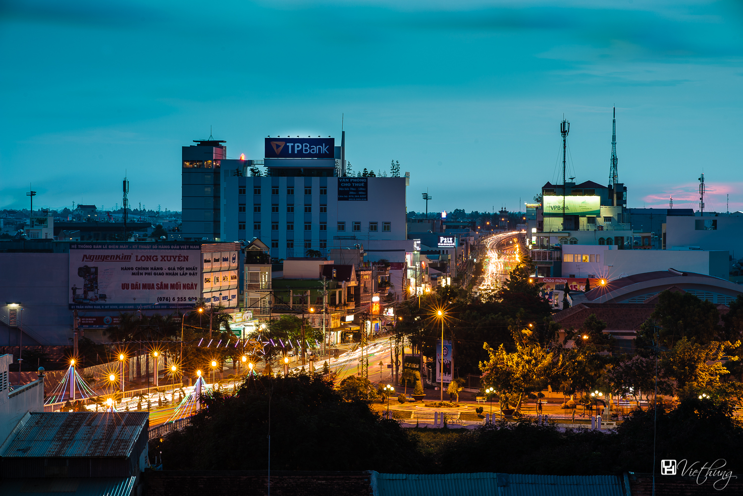 Last lights on Long Xuyen city.