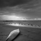 L'aube à la plage du marais salé Yeu